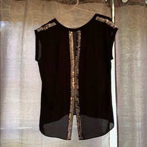 Black express sequin top